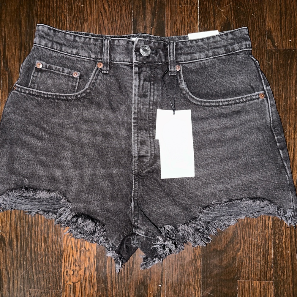 ZARA Black Denim High-Waisted Shorts